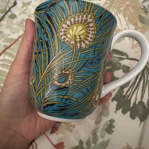 Liberty of London for Target Blue and Green Peacock feather Printed Mug